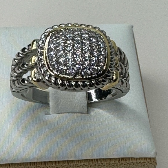 TWO TONE PAVE AND RHODIUM RING - Picture 5 of 5